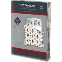 Bavlněné povlečení SCANDIC Perníčky a zimní les - bílé - 140x200 cm