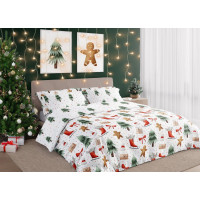 Bavlněné povlečení SCANDIC Perníčky a zimní les - bílé - 140x200 cm