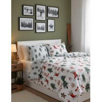Bavlněné povlečení SCANDIC Perníčky a zimní les - bílé - 140x200 cm