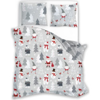 Bavlněné povlečení SCANDIC Sněhuláci a medvědi - šedé - 140x200 cm