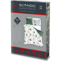 Bavlněné povlečení SCANDIC Jmelí a větvičky - bílé/zelené - 140x200 cm