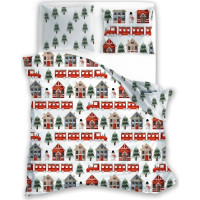 Bavlněné povlečení SCANDIC Zimní vláček - bílé - 160x200 cm