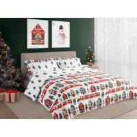 Bavlněné povlečení SCANDIC Zimní vláček - bílé - 160x200 cm