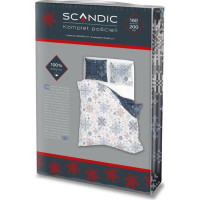 Bavlněné povlečení SCANDIC Vločky - bílé/modré - 160x200 cm