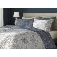 Bavlněné povlečení SCANDIC Vločky - bílé/modré - 160x200 cm