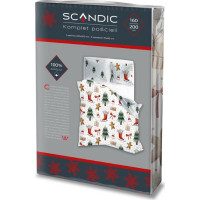 Bavlněné povlečení SCANDIC Perníčky a zimní les - bílé - 160x200 cm
