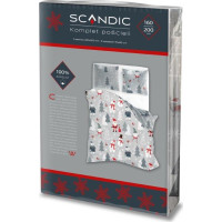 Bavlněné povlečení SCANDIC Sněhuláci a medvědi - šedé - 160x200 cm