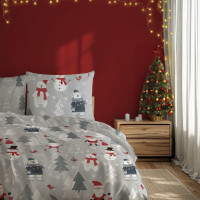 Bavlněné povlečení SCANDIC Sněhuláci a medvědi - šedé - 160x200 cm