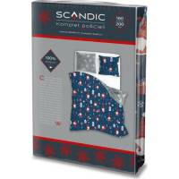 Bavlněné povlečení SCANDIC Skřítci - tmavě modré/šedé - 160x200 cm