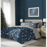 Bavlněné povlečení SCANDIC Skřítci - tmavě modré/šedé - 160x200 cm