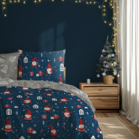 Bavlněné povlečení SCANDIC Skřítci - tmavě modré/šedé - 160x200 cm