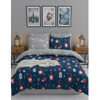 Bavlněné povlečení SCANDIC Skřítci - tmavě modré/šedé - 160x200 cm