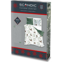 Bavlněné povlečení SCANDIC Jmelí a větvičky - bílé/zelené - 160x200 cm