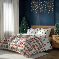 Bavlněné povlečení SCANDIC Zimní vláček - bílé - 220x200 cm