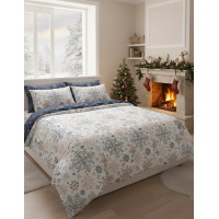 Bavlněné povlečení SCANDIC Vločky - bílé/modré - 220x200 cm