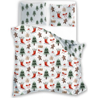 Bavlněné povlečení SCANDIC Perníčky a zimní les - bílé - 220x200 cm