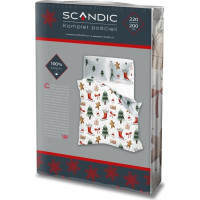 Bavlněné povlečení SCANDIC Perníčky a zimní les - bílé - 220x200 cm