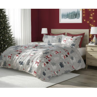 Bavlněné povlečení SCANDIC Sněhuláci a medvědi - šedé - 220x200 cm