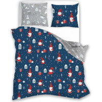 Bavlněné povlečení SCANDIC Skřítci - tmavě modré/šedé - 220x200 cm