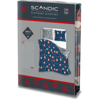 Bavlněné povlečení SCANDIC Skřítci - tmavě modré/šedé - 220x200 cm