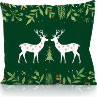 Vánoční povlak na polštář HOLLY JOLLY Jeleni 45x45 cm - zelený