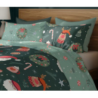 Ložní povlečení z mikrovlákna HOLLY JOLLY Vánoce - zelené - 140x200 cm