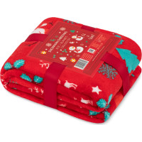 Vánoční deka SNĚHULÁK 130x160 cm - červená