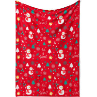 Vánoční deka SNĚHULÁK 130x160 cm - červená