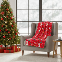 Vánoční deka SNĚHULÁK 130x160 cm - červená