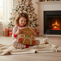 Tvarovaný polštář PERNÍKOVÝ DOMEČEK - 35x25 cm