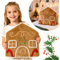 Tvarovaný polštář PERNÍKOVÝ DOMEČEK - 35x25 cm