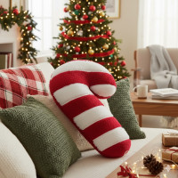 Tvarovaný polštář LÍZÁTKO - 42x20 cm - červený/bílý