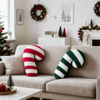 Tvarovaný polštář LÍZÁTKO - 42x20 cm - červený/bílý