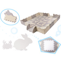 Pěnová puzzle podložka pro děti - 36 prvků - šedá/ecru