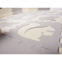 Pěnová puzzle podložka pro děti - 36 prvků - šedá/ecru