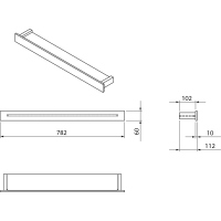 Sapho PATRON skleněná police 78cm, černá PX785B
