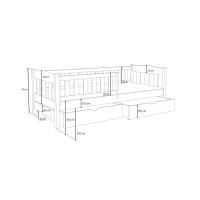 Dětská postel z masivu borovice BEN se šuplíky - 200x90 cm - KAŠMÍROVÁ