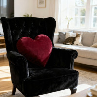 Tvarovaný polštář CLEO Velvet SRDCE - 35x35 cm - bordó