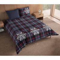 Bavlněné povlečení NORDIC Vločky - tmavě modré - 160x200 cm + 2x70x80 cm