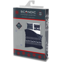 Bavlněné povlečení SCANDIC Zimní vesnice - tmavě modré - 160x200 cm