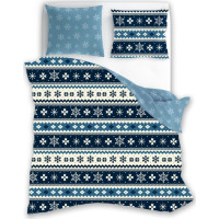 Bavlněné povlečení MAGIC WINTER Vločky - modré - 160x200 cm