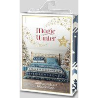 Bavlněné povlečení MAGIC WINTER Vločky - modré - 160x200 cm