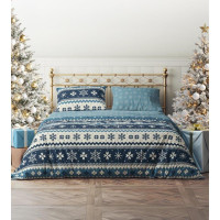 Bavlněné povlečení MAGIC WINTER Vločky - modré - 160x200 cm