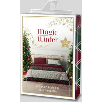 Bavlněné povlečení MAGIC WINTER Káro - zelené/červené - 220x200 cm