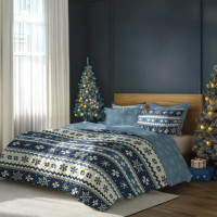 Bavlněné povlečení MAGIC WINTER Vločky - modré - 220x200 cm