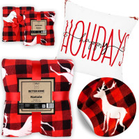 Vánoční sada COZY & NATALE - deka 150x200 cm + polštář Happy Holidays