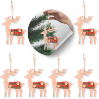Vánoční dřevěný ozdoby na stromeček - Jelen - 6 kusů