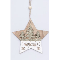 Vánoční dřevěné ozdoby na stromeček - Hvězdička - 5 kusů