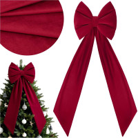Ozdobná mašle DECO Velvet Glam Bow XXL 48x45x150 cm - červená