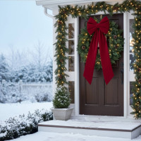 Ozdobná mašle DECO Velvet Glam Bow XXL 48x45x150 cm - červená